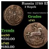 Russia 1789 EM 2  Kopek C# 58.3 Grades xf+