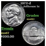 1972-d Jefferson Nickel 5c Grades GEM++ Unc