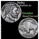 Hobo Buffalo Nickel 5c Grades Hand Carved