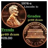 1974-s Proof Lincoln Cent 1c Grades GEM++ Proof De