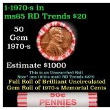 BU Shotgun Lincoln 1c roll, 1970-s 50 pcs Bank Wra