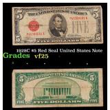1928C $5 Red Seal United States Note Grades vf+