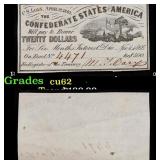 1862 Confederate States Twenty Dollars Note Grades