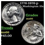 1776-1976-p Washington Quarter 25c Grades GEM+ Unc