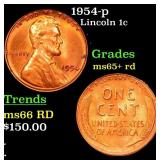 1954-p Lincoln Cent 1c Grades Gem+ Unc RD