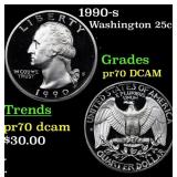 1990-s Proof Washington Quarter 25c Grades GEM++ P
