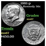 1981-p Kennedy Half Dollar 50c Grades GEM++ Unc