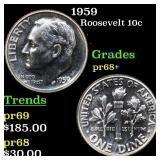 1959 Proof Roosevelt Dime 10c Grades GEM++ Proof