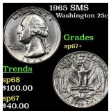 1965 SMS Washington Quarter 25c Grades sp67+