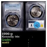 1996-p Kennedy Half Dollar 50c ms63 PCGS