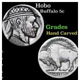 Hobo Buffalo Nickel 5c Grades Hand Carved