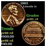 1962 Proof Lincoln Cent 1c Grades Gem++ Proof Red