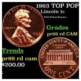 1963 Proof Lincoln Cent TOP POP! 1c Graded pr69 rd