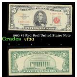 1963 $5 Red Seal United States Note Grades vf++