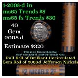 BU Shotgun Jefferson 5c roll, 2008-d 40 pcs Bank $