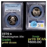 1974-s Proof Washington Quarter 25c pr69 dcam PCGS