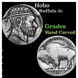 Hobo Buffalo Nickel 5c Grades Hand Carved