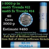 BU Shotgun Jefferson 5c roll, 2002-p 40 pcs Bank $