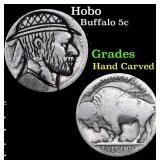 Hobo Buffalo Nickel 5c Grades Hand Carved