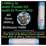 BU Shotgun Jefferson 5c roll, 1999-p 40 pcs Bank $