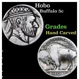 Hobo Buffalo Nickel 5c Grades Hand Carved