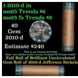 BU Shotgun Jefferson 5c roll, 2010-d 40 pcs Bank $