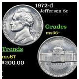 1972-d Jefferson Nickel 5c Grades GEM++ Unc