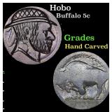 Hobo Buffalo Nickel 5c Grades Hand Carved