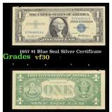 1957 $1 Blue Seal Silver Certificate Grades vf++
