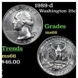 1989-d Washington Quarter 25c Grades GEM+ Unc