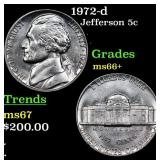 1972-d Jefferson Nickel 5c Grades GEM++ Unc