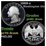 1988-s Proof Washington Quarter 25c Grades GEM++ P