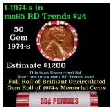 BU Shotgun Lincoln 1c roll, 1974-s 50 pcs Bank Wra