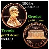 2002-s Proof Lincoln Cent 1c Grades GEM++ Proof De