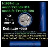 BU Shotgun Jefferson 5c roll, 1989-d 40 pcs Bank $