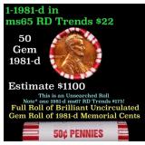 BU Shotgun Lincoln 1c roll, 1981-d 50 pcs Bank Wra