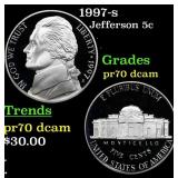 1997-s Proof Jefferson Nickel 5c Grades GEM++ Proo