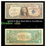 1957B $1 Blue Seal Silver Certificate Grades vf+