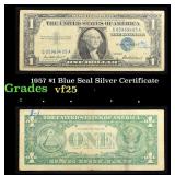 1957 $1 Blue Seal Silver Certificate Grades vf+