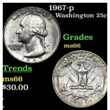 1967-p Washington Quarter 25c Grades GEM+ Unc