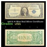 1957A $1 Blue Seal Silver Certificate Grades vf+