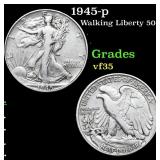 1945-p Walking Liberty Half Dollar 50c Grades vf++