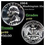 1964 Proof Washington Quarter 25c Grades GEM++ Pro