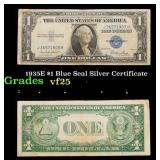1935E $1 Blue Seal Silver Certificate Grades vf+