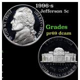 1996-s Proof Jefferson Nickel 5c Grades GEM++ Proo