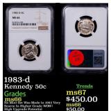 NGC 1983-d Kennedy Half Dollar 50c Graded ms66 By