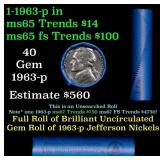 BU Shotgun Jefferson 5c roll, 1963-p 40 pcs Bell T