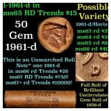 BU Shotgun Lincoln 1c roll, 1961-d 50 pcs Bank of