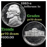 1983-s Proof Jefferson Nickel 5c Graded pr70 dcam
