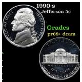 1990-s Proof Jefferson Nickel 5c Grades GEM++ Proo